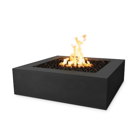 The Outdoor Plus 36 Square Quad Fire Pit - GFRC Concrete - Black - Low Voltage Electronic Ignition - Liquid Propane OPT-QD36EKIT-BLK-LP